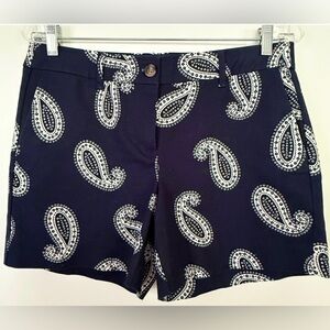 Boden Blue and White Chino Shorts with Paisley Print